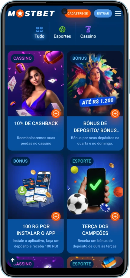 página de promoções da Mostbet
