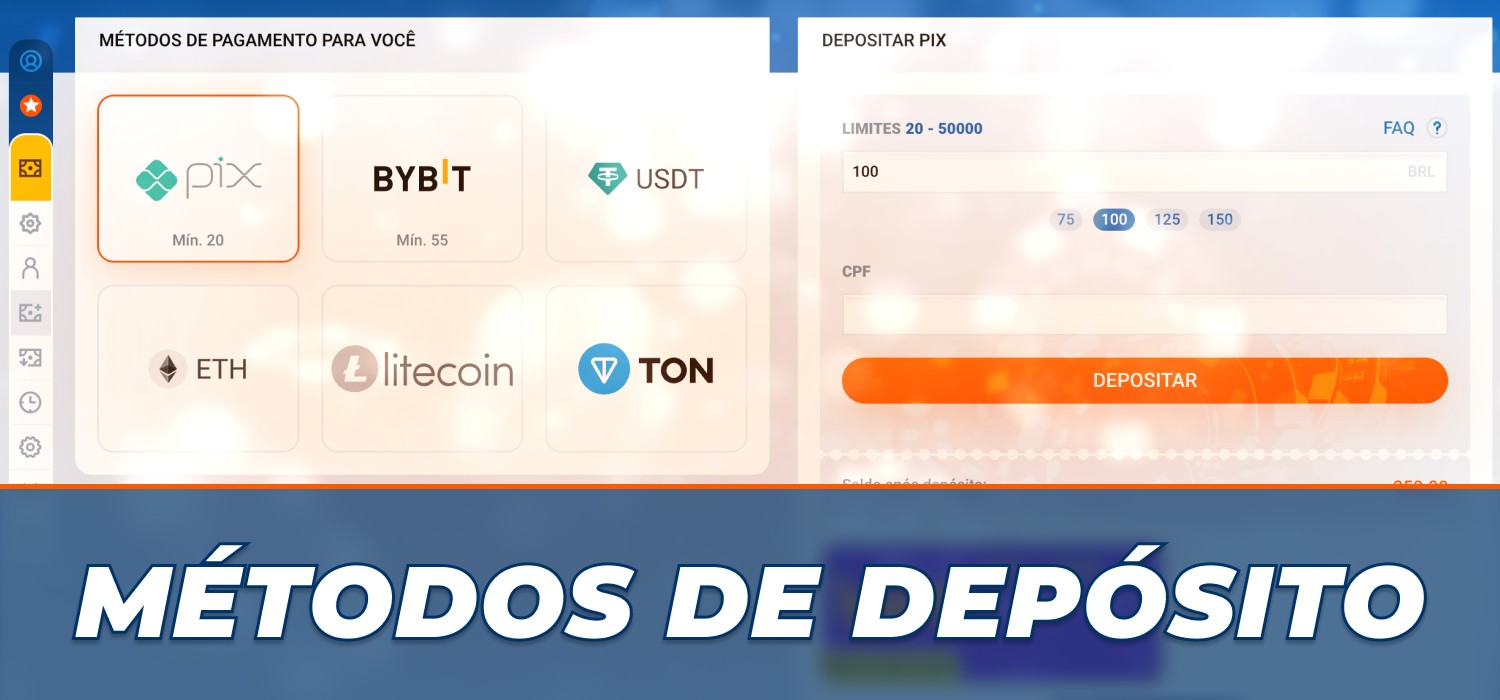 métodos de depósito disponíveis no Brasil