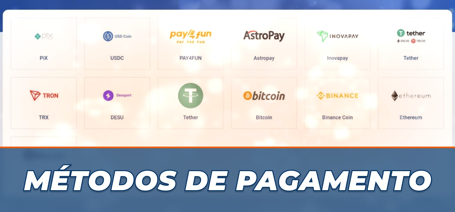 opções de pagamento disponíveis na plataforma do cassino