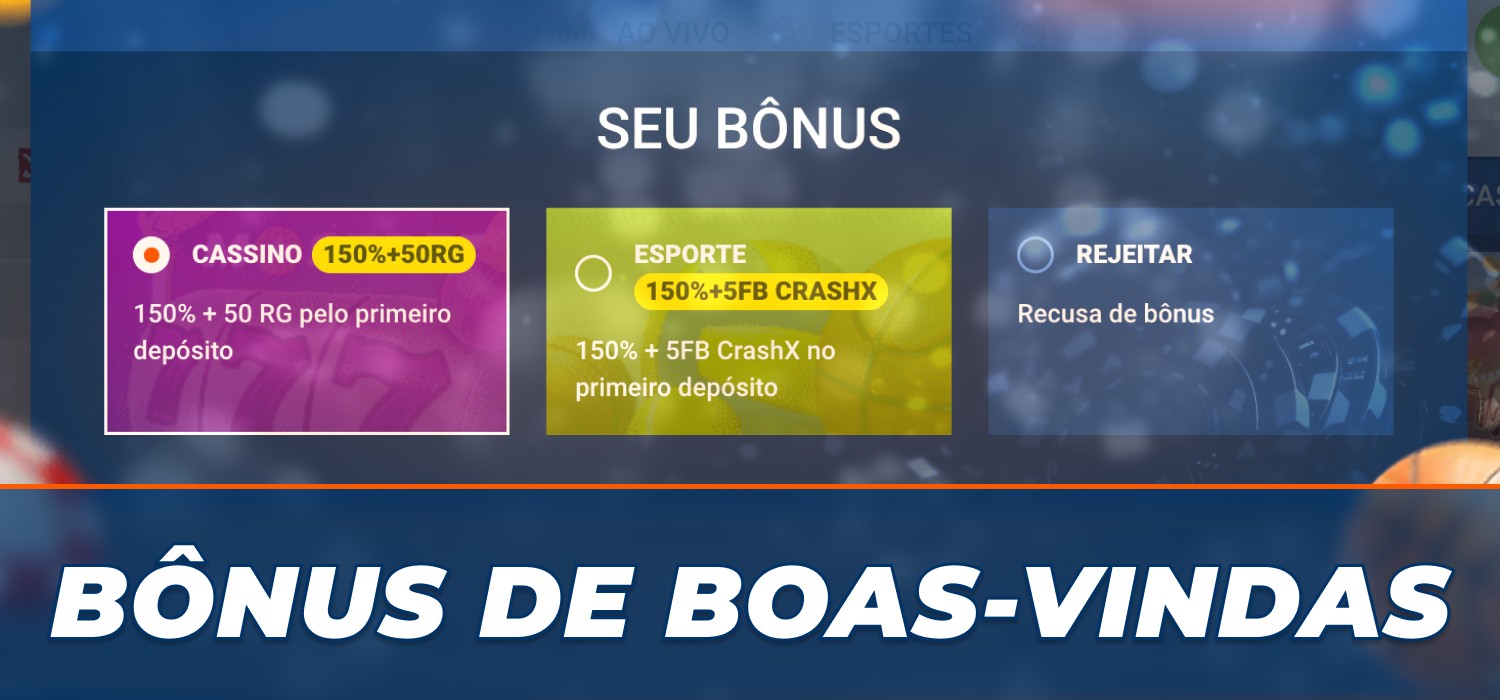 bônus após o cadastro para usuários do Brasil