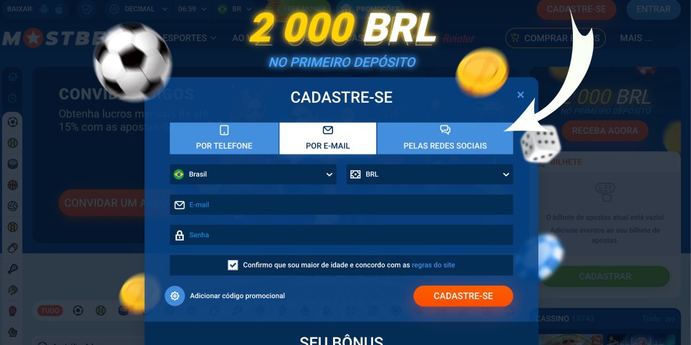 escolha o método de inscrição