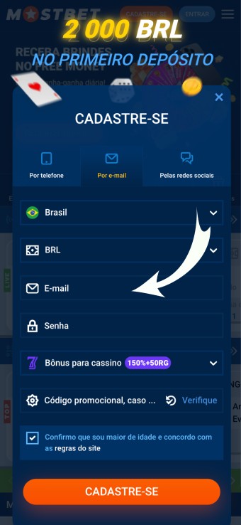 preencha os dados de cadastro