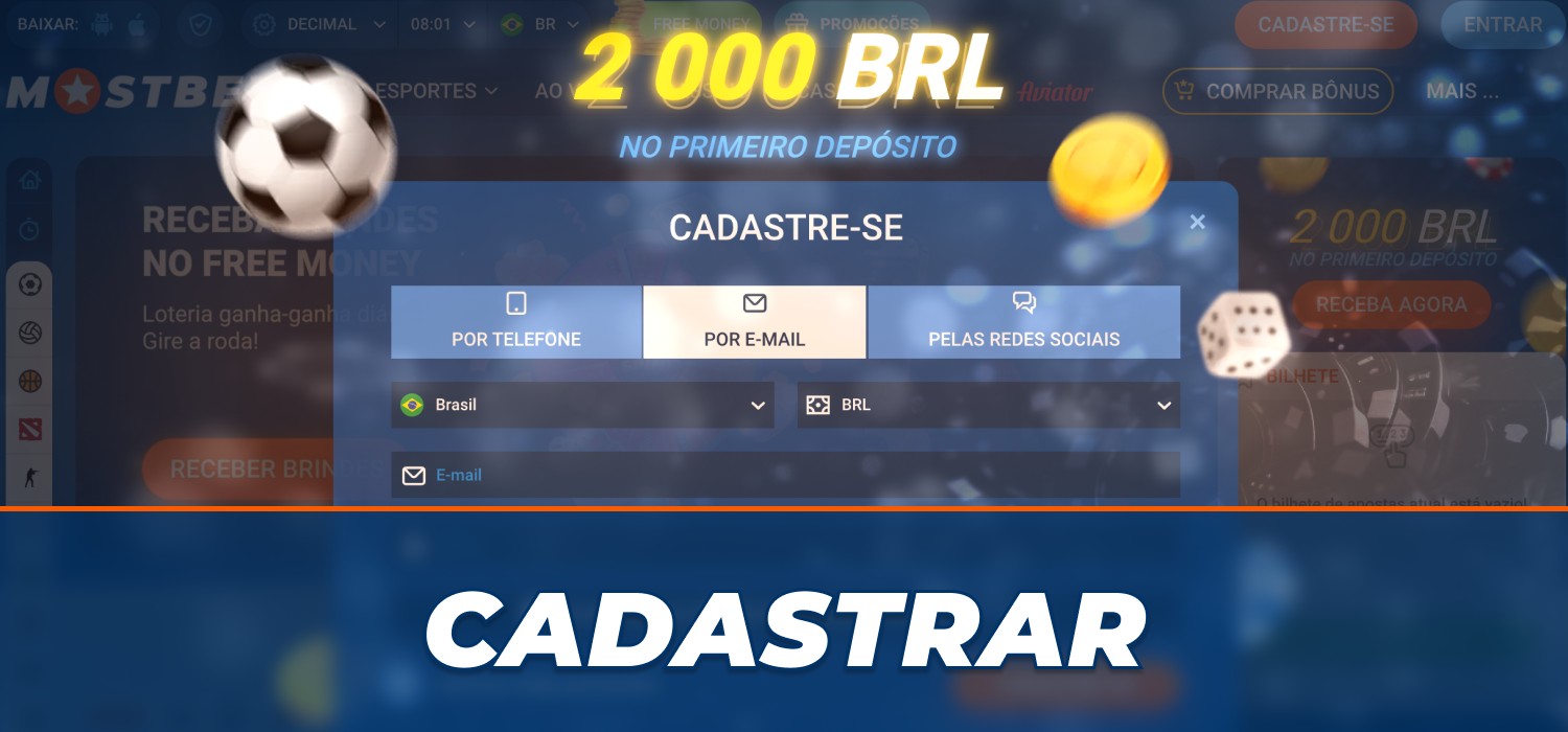 métodos de registro na plataforma Mostbet
