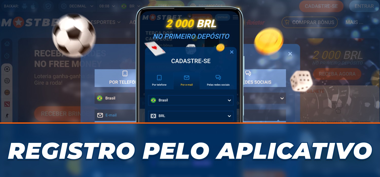 registro pelo aplicativo móvel da Mostbet
