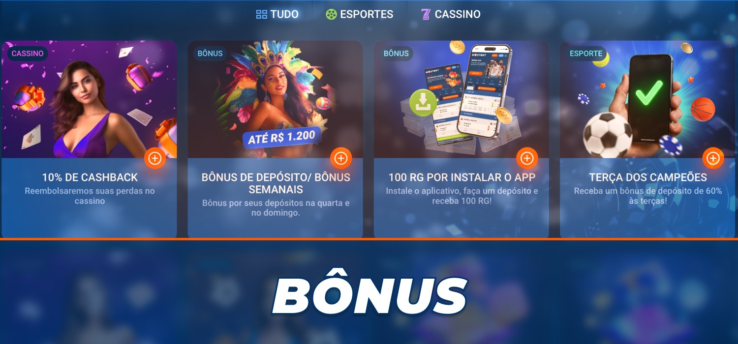diversos bônus para usuários de cassino
