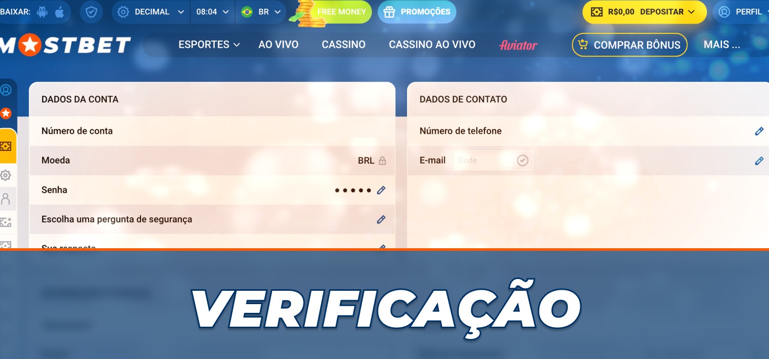 verificação da conta do cassino
